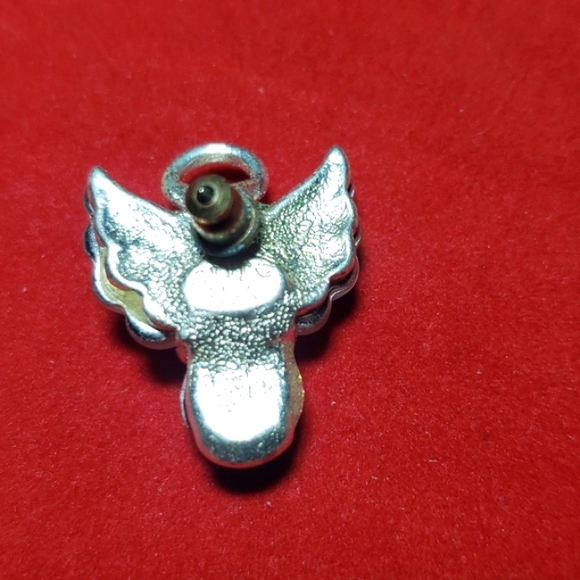 OLIT Faux Ruby & Silver Angel With Iridescent Wings Lapel Pin Made In USA - Picture 5 of 8